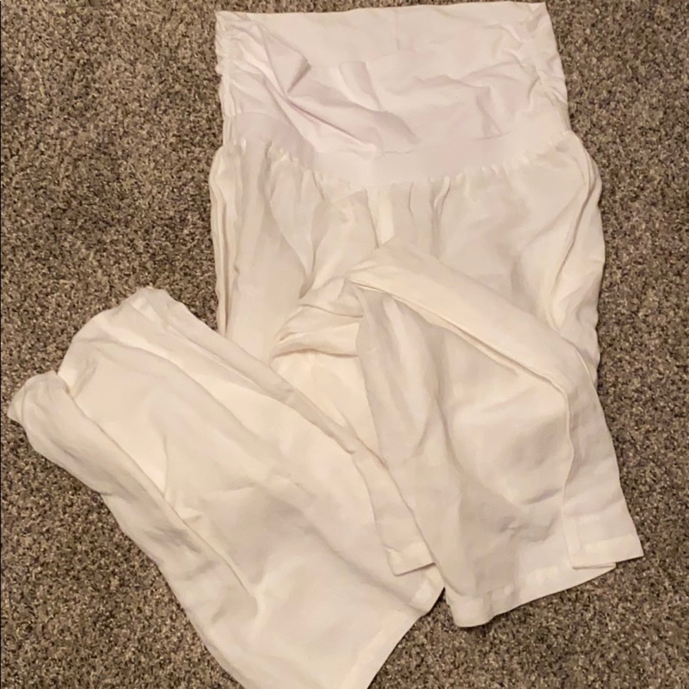 White linen pants